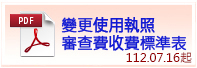 變更使用執照審查費收費標準表